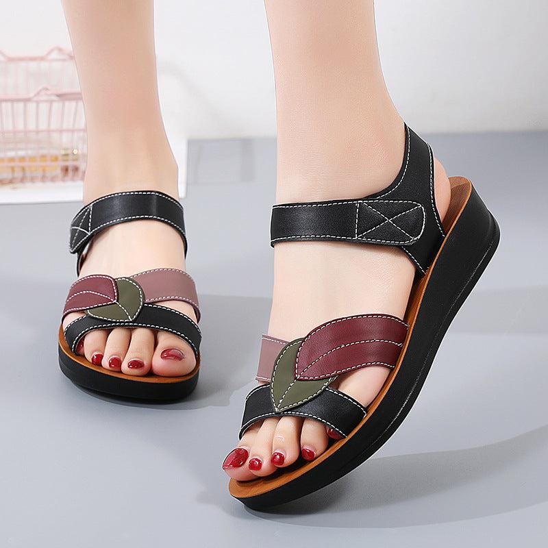 Cheky - Summer Thick-soled Sandals For Women Fashion Casual Non-slip Comfortable Velcro-design Beach Shoes