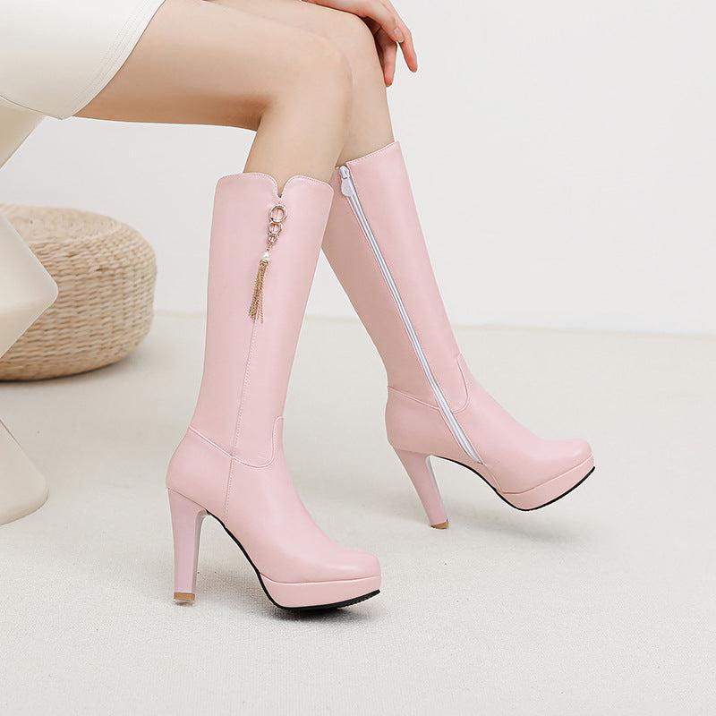 Cheky - Round Toe European And American Style Women Leather Boots