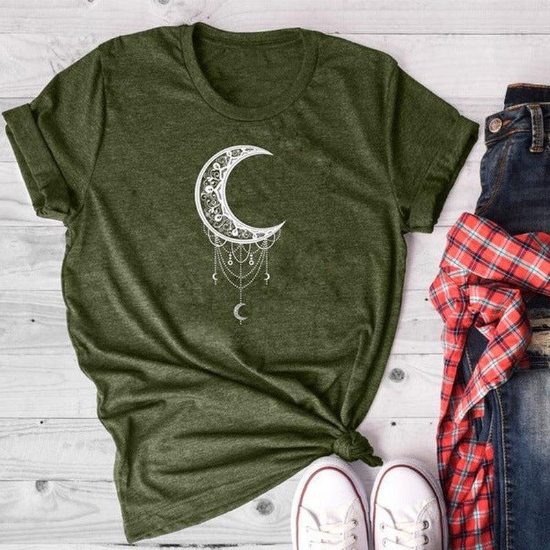 Cheky - Sun Moon Women Tshirt O-neck T Shirt Women Cotton Printed Camiseta Mujer Short Sleeve Tshirt