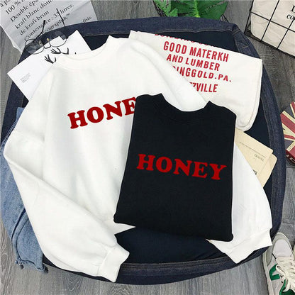 Cheky - Honey Print Hoodies Winter Women