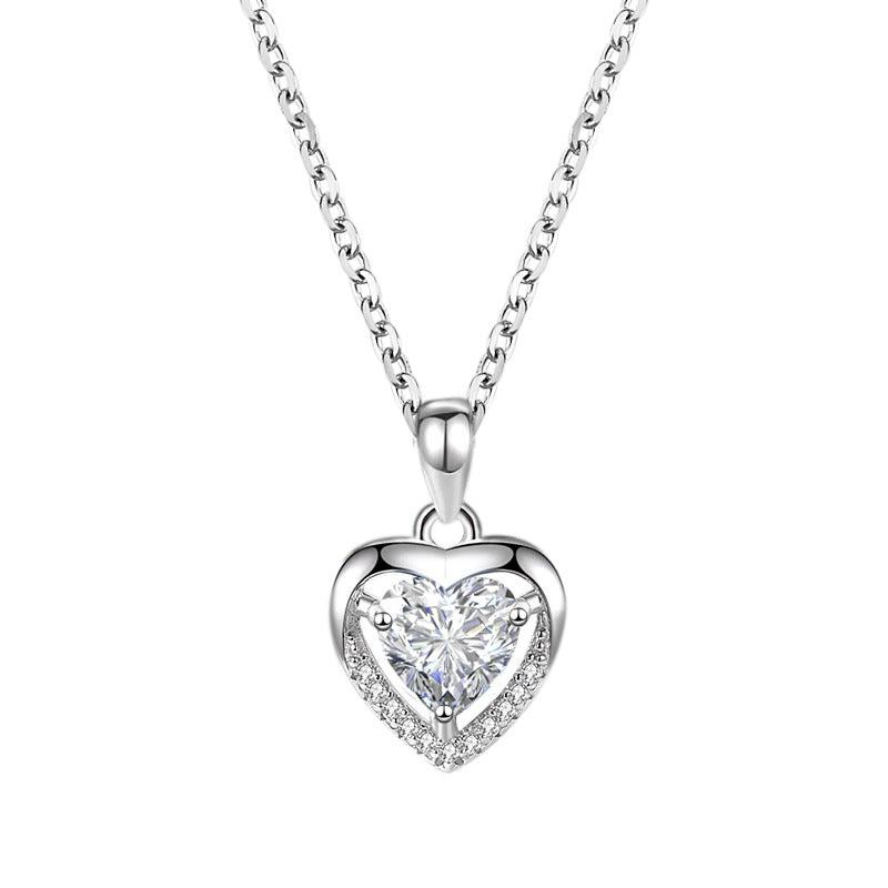 Cheky - 925 Heart-shaped Rhinestones Necklace Luxury Personalized Necklace For Women Jewelry Jewelry Valentine's Day Gift