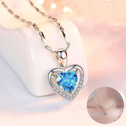 Cheky - 925 Heart-shaped Rhinestones Necklace Luxury Personalized Necklace For Women Jewelry Jewelry Valentine's Day Gift