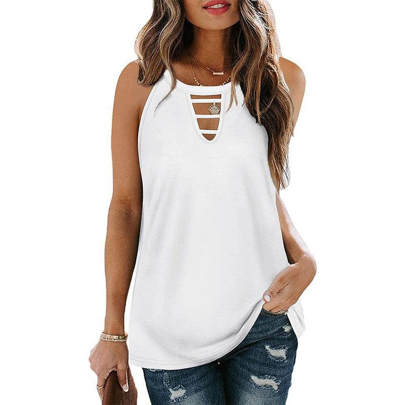 Cheky - Hollow Sleeveless Casual Vest Tshirt Women