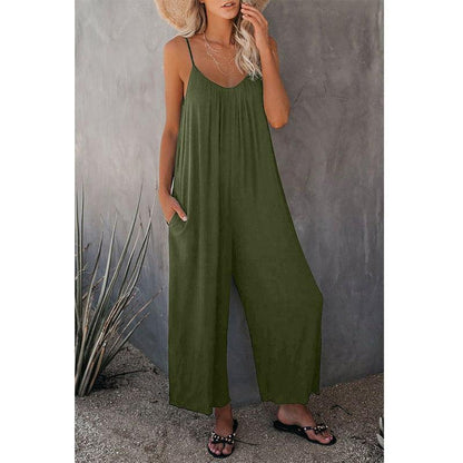 Cheky - Women's Loose Sleeveless Jumpsuits Romper Jumpsuit With Pockets Long Pant Summer