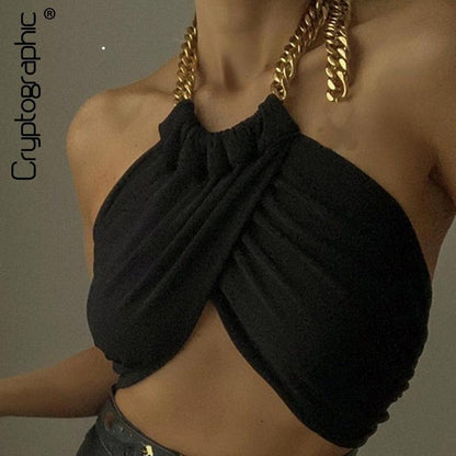 Cheky - Black Chic Twisted Crop Top