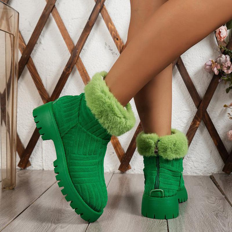 Cheky - Winter Ankle Boots Fashoin Thick-soled Thickened Snow Boots For Women Plush Shoes