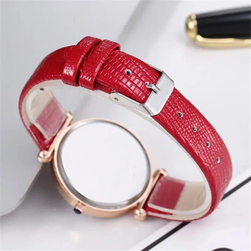 Cheky - Butterfly Diamond Dial Design Women Quartz Watches Fashion Casual Ladies Wristwatches Simple Woman Leather Clock Montre Femme