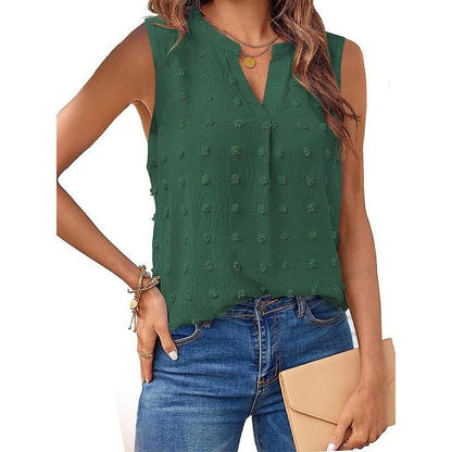 Cheky - Women's Jacquard Sleeveless V-neck Vest