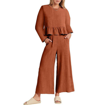 Cheky - Women's Long Sleeve Pleated Short Sleeves Suit