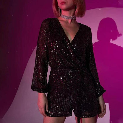 Cheky - Sequined Long Sleeve Dress Women