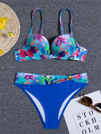 Cheky - Bikini 2023 New Swimsuit Women Swimwear Push Up Sexy Floral Print Bathing Suit Bikinis Set Brazilian Beach Female Wear Biqiuni