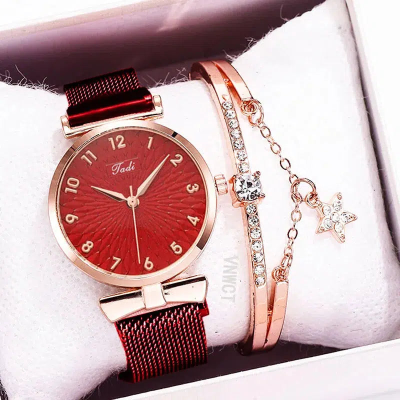 Cheky - New stock!! Women Watches Pentagram Bracelet Female Magnetic Mesh Band Woman Watch Bracelet lazy watch Montre Femme Reloj Mujer