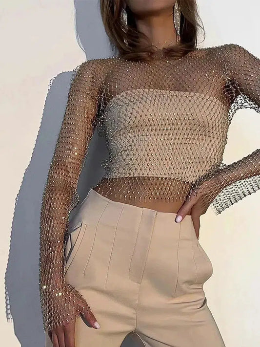 Cheky - Women Sexy Mesh See Through T Shirt