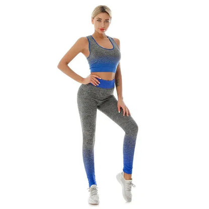 Cheky - 2 Piece Sets Womens Outfits Yoga Set Elastic Gradual Changing Sports Bra Tights Yoga Suit Set Fitness Workout Sports Leggings