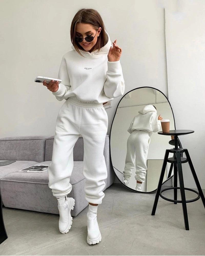 Cheky - Women's Knitted Fleece Casual Suit Two-piece Set