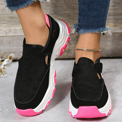 Cheky - Mesh Sport Shoes Women Fashion Outdoor Flat Heel Round Toe Preppy Running Shoes