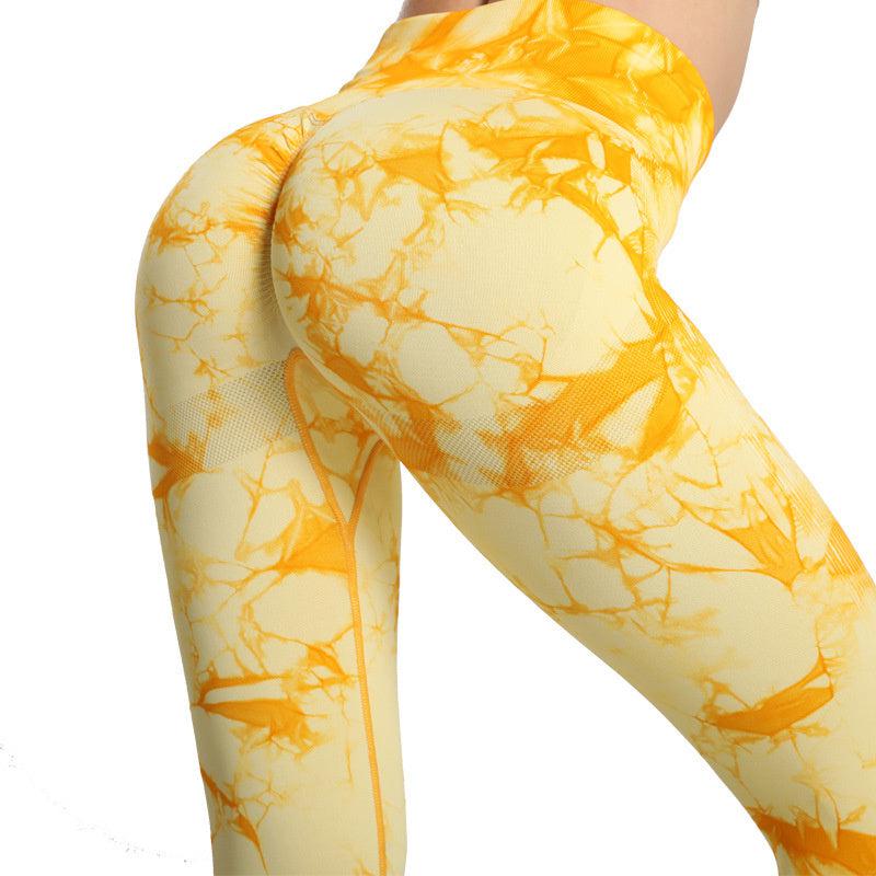 Cheky - Fashion Tie Dye Printed Leggings High Waist Hip Lifting Tight Fitness Sports Yoga Pants For Women