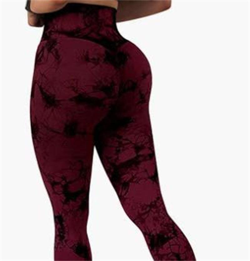 Cheky - Fashion Tie Dye Printed Leggings High Waist Hip Lifting Tight Fitness Sports Yoga Pants For Women