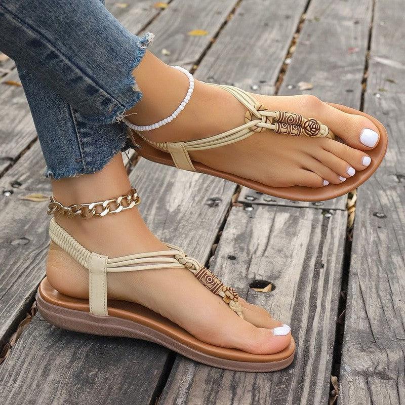 Cheky - New Women's Flat Sandals Summer Thong Roman Shoes