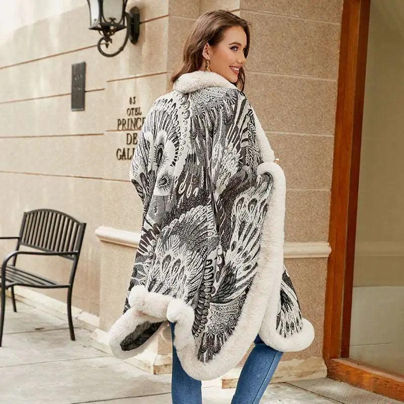 Cheky - Aristolochia Ringens Knitted Cloak For Women Thickened Warm