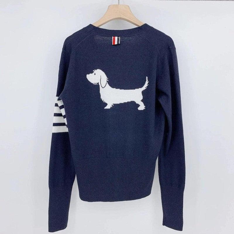 Cheky - Back puppy jacquard wool knit coat