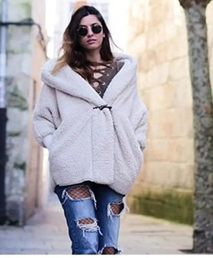 Cheky - Cashmere Jacket European And American Warm Fur Coat