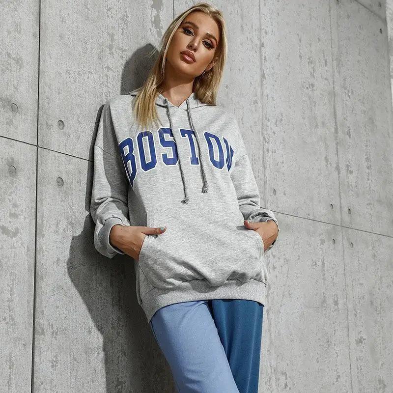 Cheky - Casual Hooded Trendy Letter Sweater