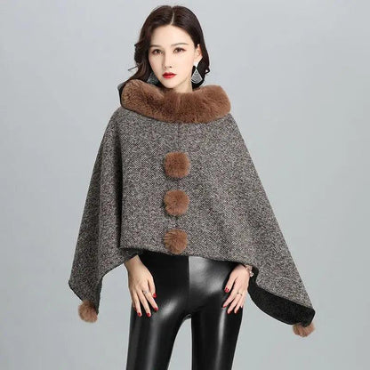 Cheky - Fashion Faux Fur Jacket Women Shawl Scarf