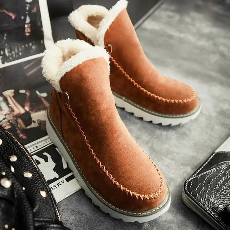 Cheky - Flats Shoes Women Winter Snow Boots Warm Plush Ankle Booots