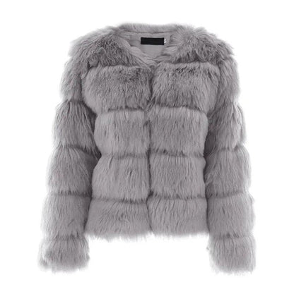 Cheky - fur imitation fur coat women's short long-sleeved