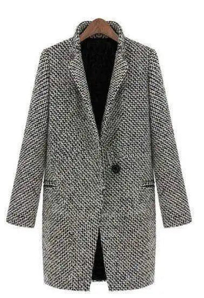 Cheky - Houndstooth coat trench coat in the long section