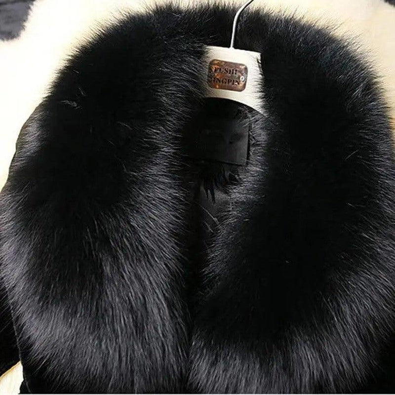 Cheky - Imitation Fur Rabbit Hair Splicing Big Hair Collar Slim