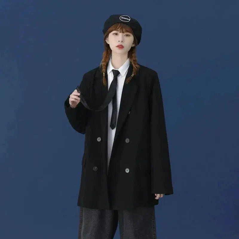 Cheky - Large Loose Korean Style Long-sleeved Shirt Casual Suit