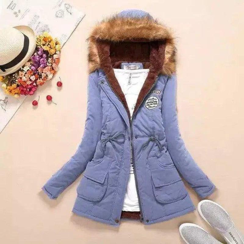 Cheky - Large wool collar lamb coat