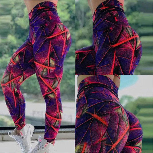 Cheky - Leaf print fitness yoga pants