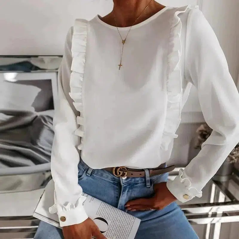 Cheky - Long Sleeve Fashion Simple Crinkle Shirt