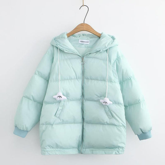 Cheky - Loose Hooded Cotton Jacket Student Cotton Jacket