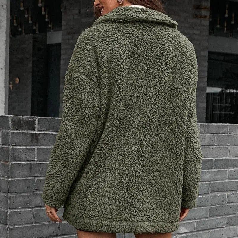 Cheky - Loose Thickened Bubble Fleece Zipper Plush Coat