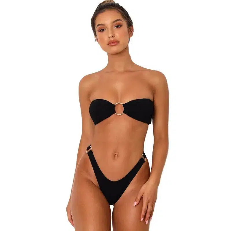 Cheky - Sleek Twist Bandeau Bikini Set