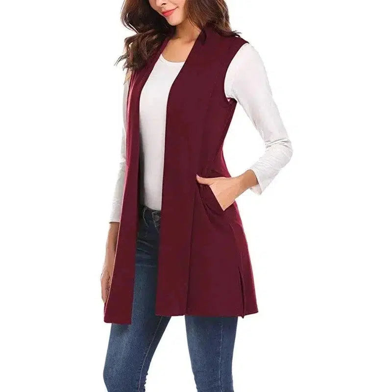 Cheky - Sleeveless Shawl Vest Vest Plus Size Top