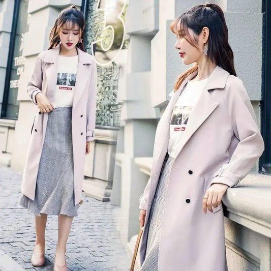 Cheky - Mid-length cardigan long-sleeved trench coat