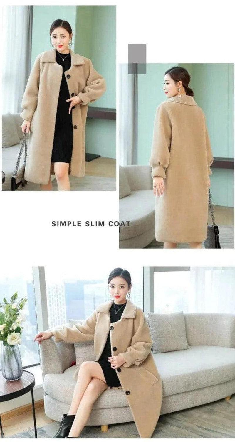 Cheky - New style sheep shearing coat women loose fur coat