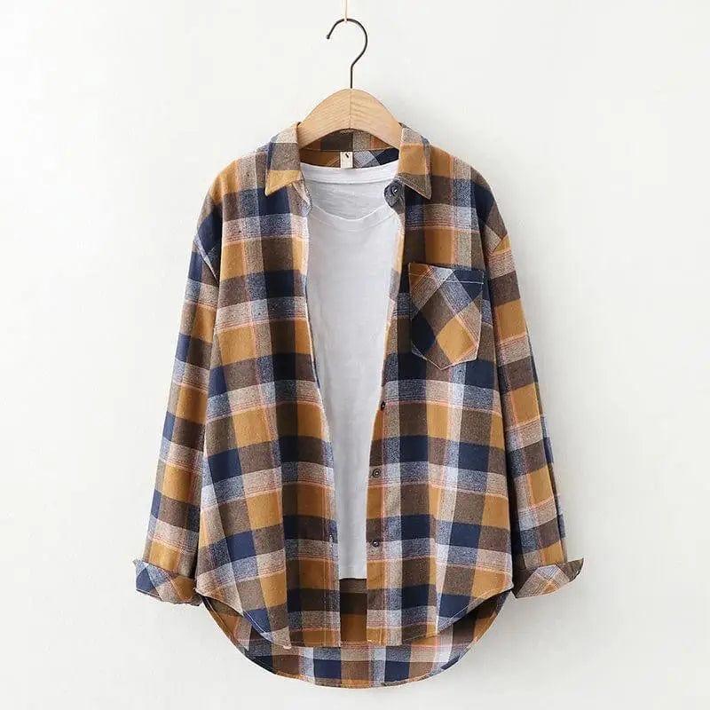 Cheky - Plaid Shirt Women'S Long-Sleeved Loose Shirt Jacket