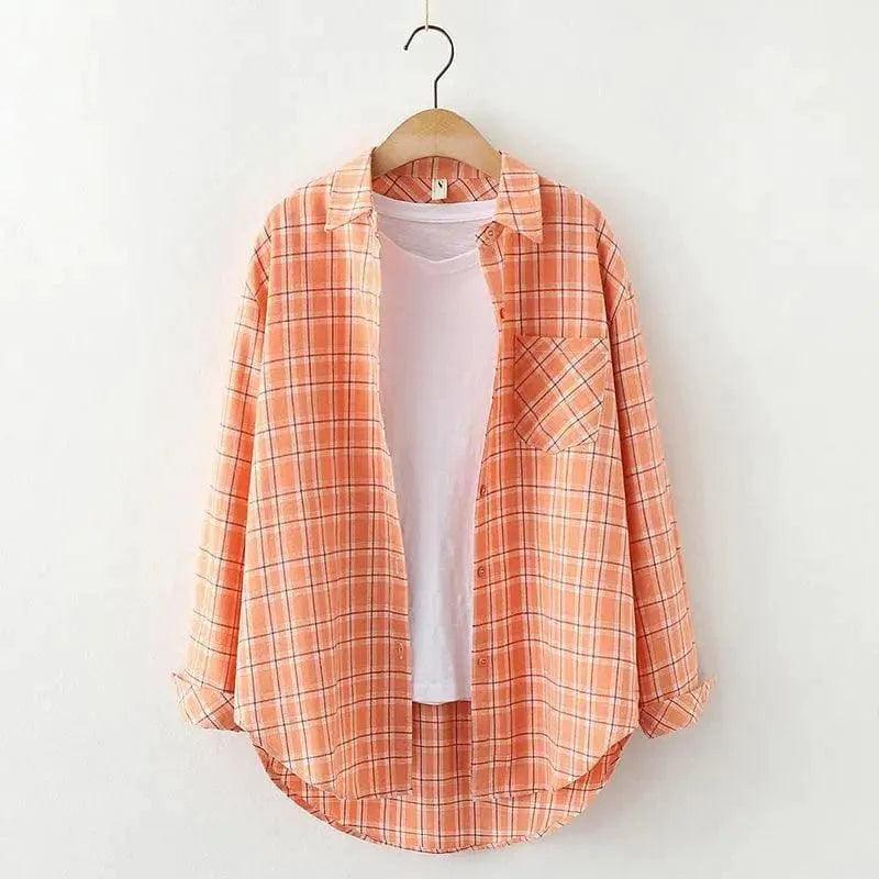 Cheky - Plaid Shirt Women'S Long-Sleeved Loose Shirt Jacket