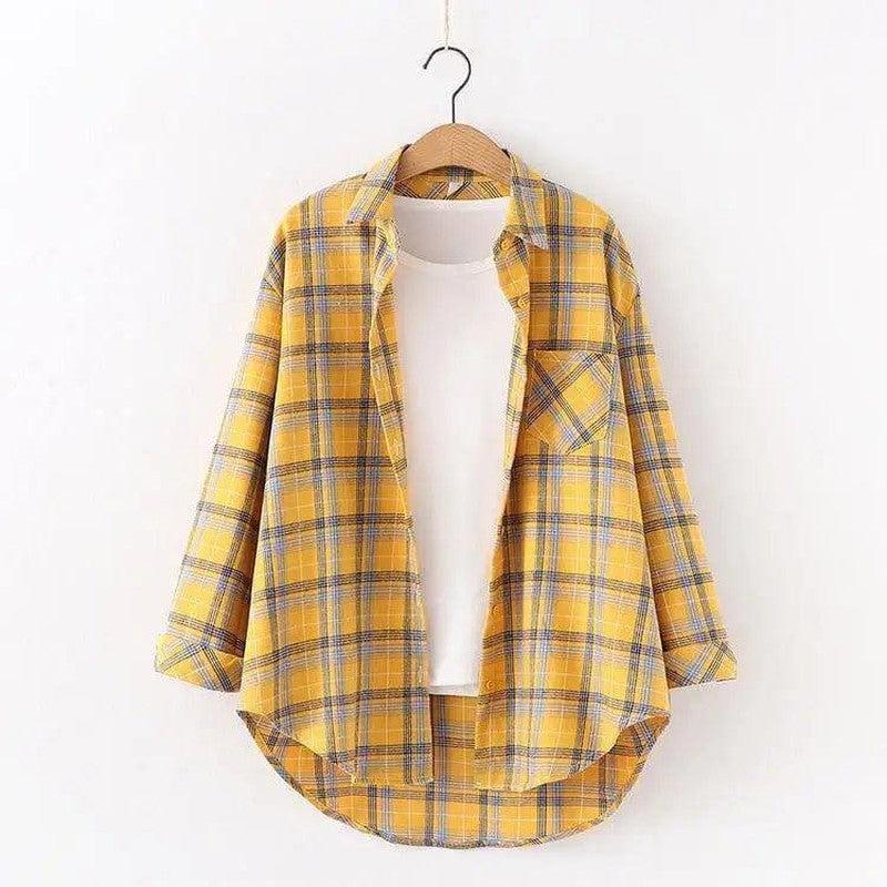 Cheky - Plaid Shirt Women'S Long-Sleeved Loose Shirt Jacket