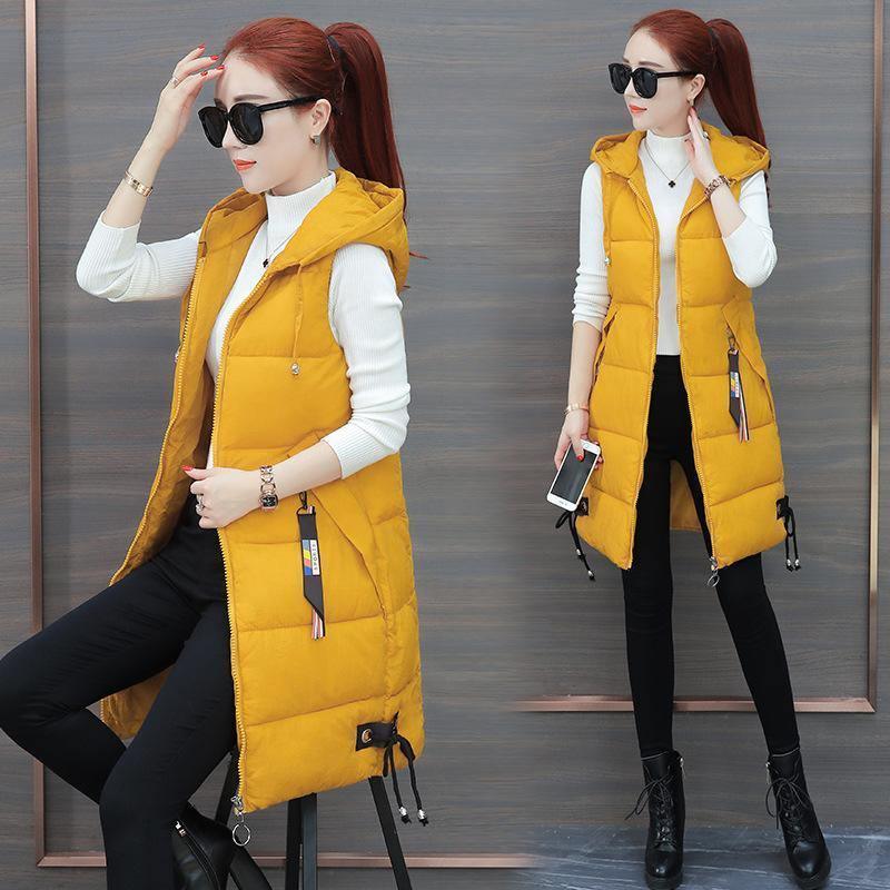 Cheky - Slim Mid-length Down Cotton Vest Jacket