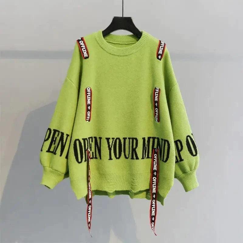 Cheky - Turtleneck sweater letter holes