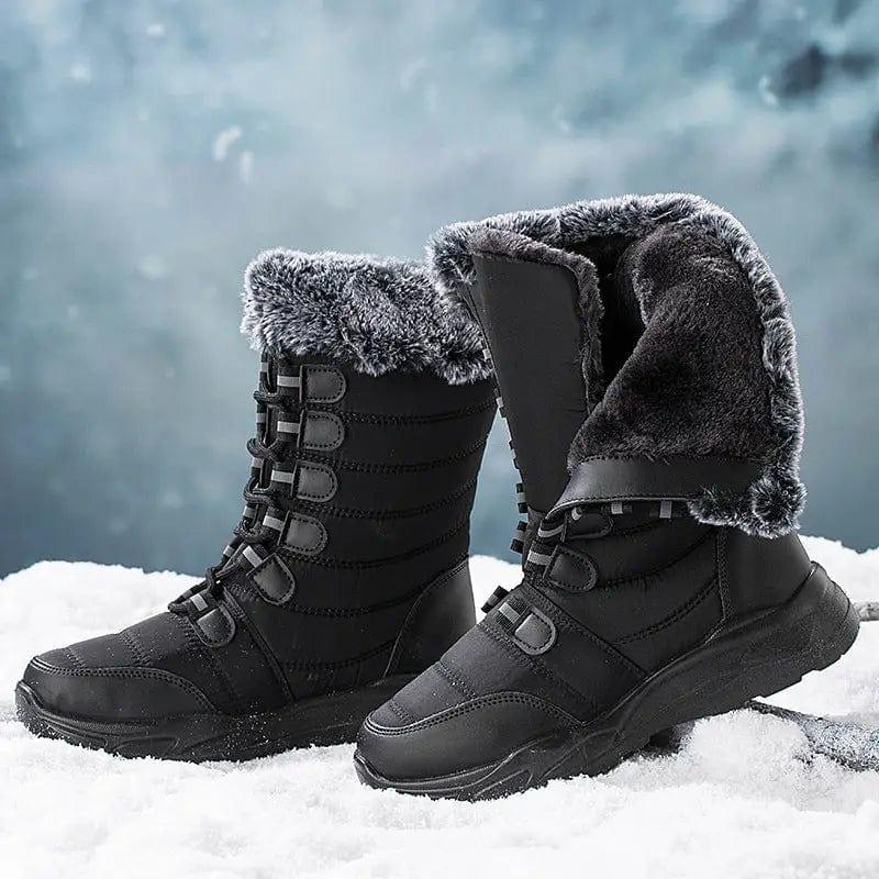 Cheky - Winter Snow Boots Lace-up Platform Boots Fuzzy Shoes Women