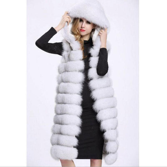 Cheky - Women Long Faux Fox Fur Slim Vest