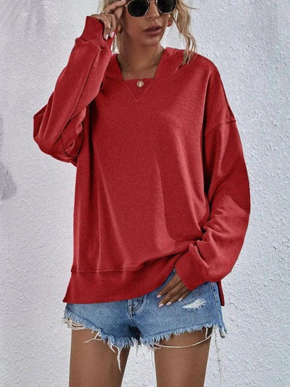 Cheky - Women's Fleece-lined Hooded Casual Loose Sweater